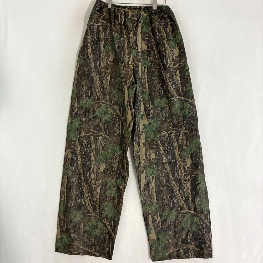 Rebark Camo PVC Rain Pants Mens M Lightweight Elastic Waist Hunting Gorpcore
